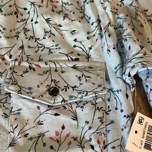NWT New Style & Co. Pink & Blue Floral Baby Blue ¾ Sleeve Cotton T-shirt sz S